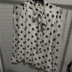 Joie Black and White Polka Dot Blouse